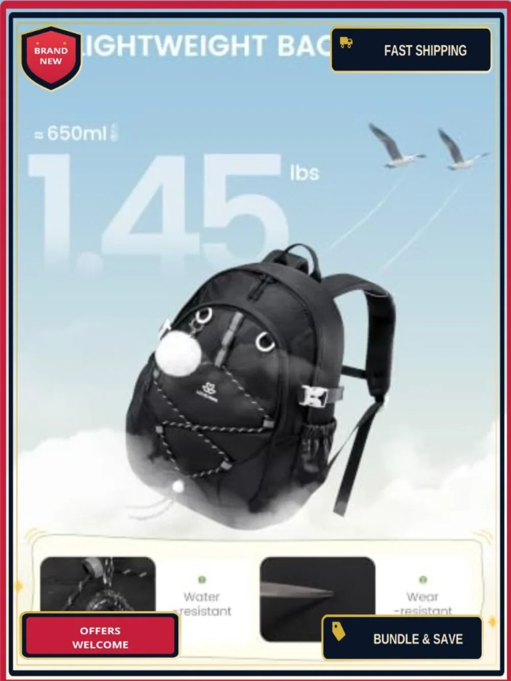 Waterproof School Backpack for Teen Girls with Chest Strap, Fits 15.6